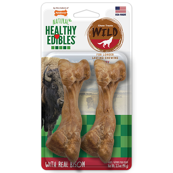 Nylabone Healthy Edibles Real Bison 2pk Medium Size 3.3oz