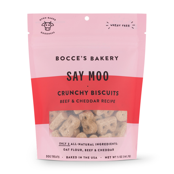 Bocce's Dog Treats Crunchy Biscuits Say Moo 5oz