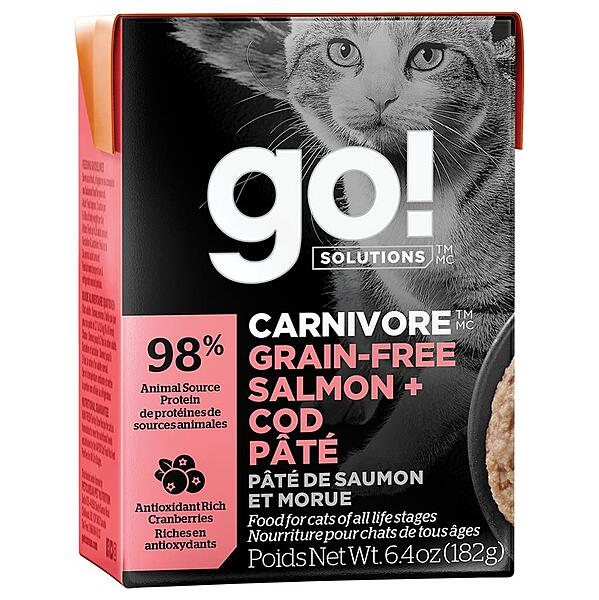 Go! Carnivore Grain Free Salmon + Cod Pate 6.4oz - Cat Food