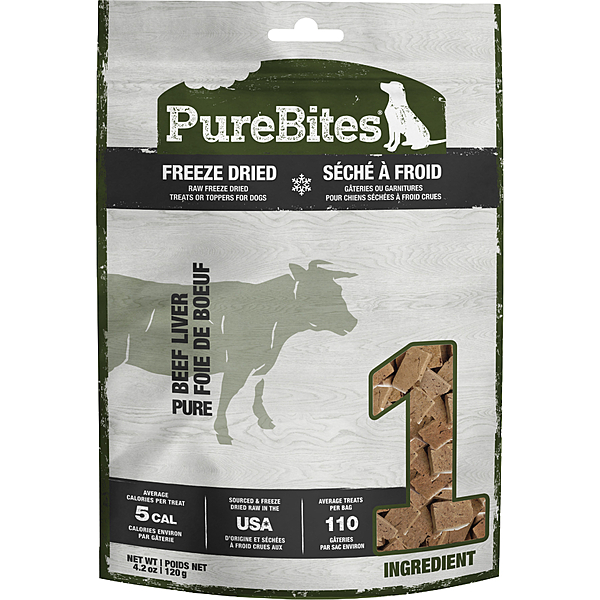 PureBites Freeze Dried Dog Treats Beef Liver 4.2oz