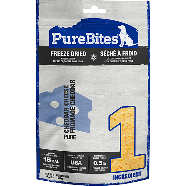 PureBites Freeze Dried Dog Treats Chedder Cheese 4.2oz