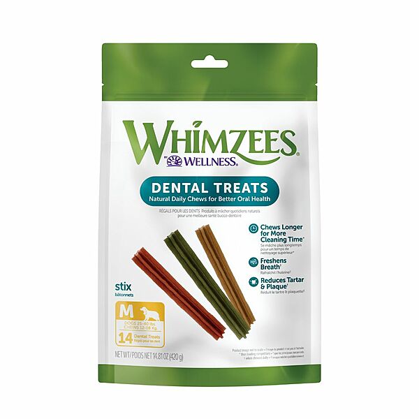 Whimzees Dental Treats Stix Medium 14pk 14.81oz