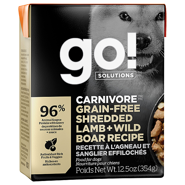 Go! CARNIVORE Shredded Lamb + Wild Boar Recipe 12.5oz - Dog Food