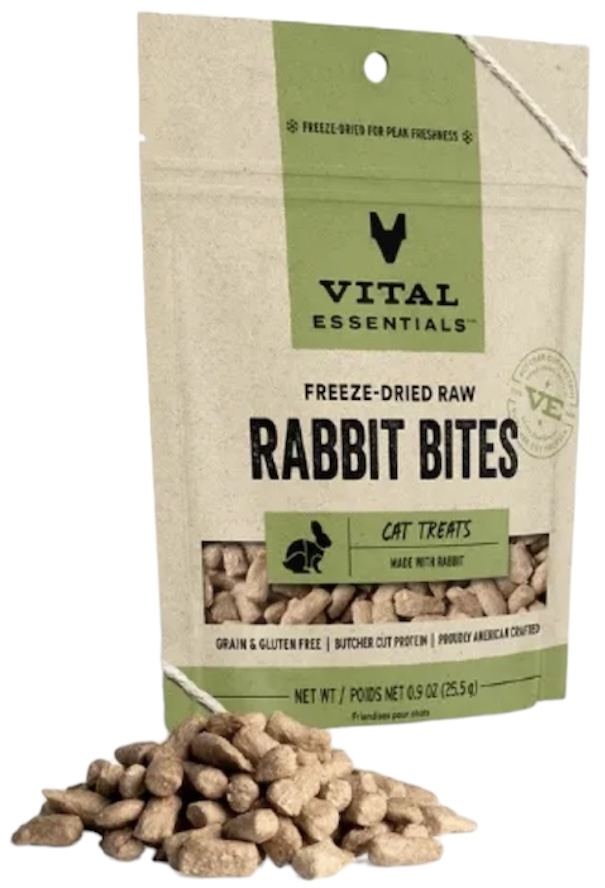 Vital Essentials Freeze-Dried Raw Rabbit bites Cat Treats 0.9oz