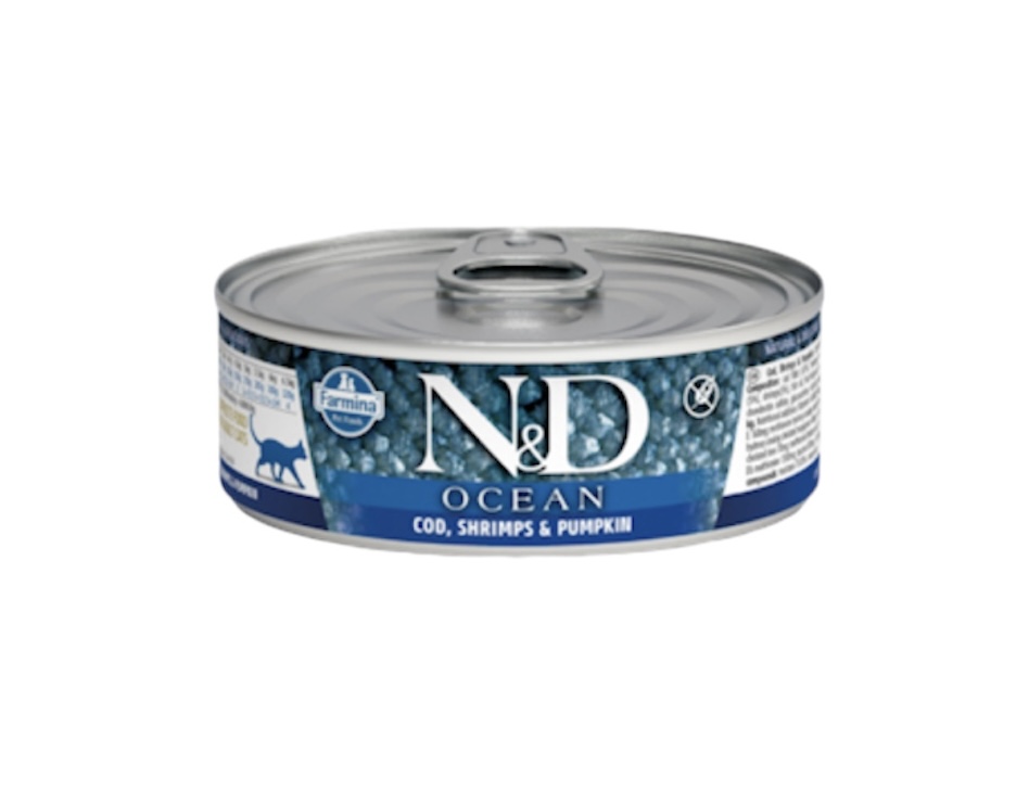 Farmina N&D OCEAN Cod, Shrimp & Pumpkin Canned 2.8oz - Cat Food