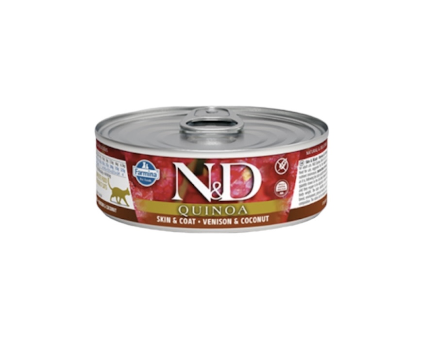 Farmina N&D QUINOA Skin+Coat Venison and Coconut Recipe Canned 2.8oz - Cat Food