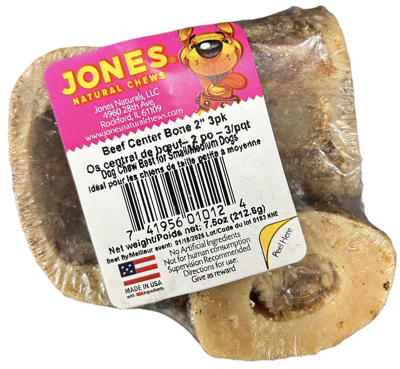 Jones Beef Center Bone 2Inch 3pk 7.5oz