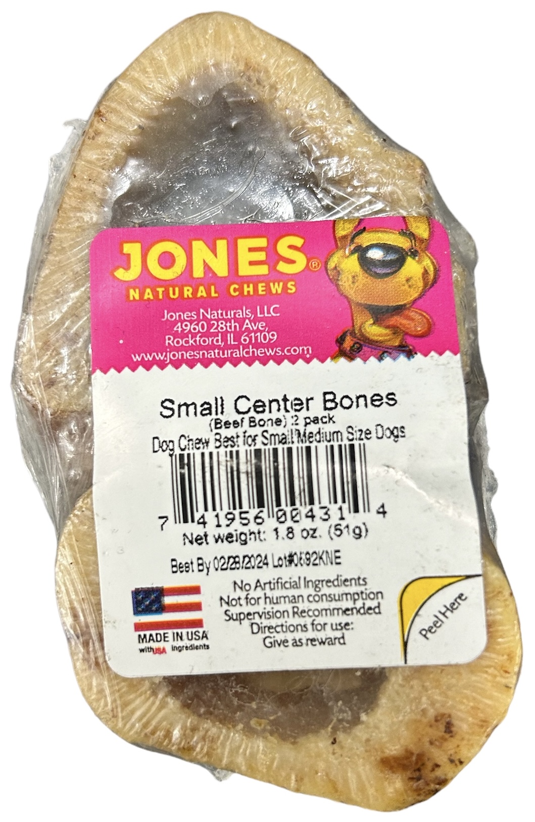 Jones Small Center Bones 1Inch 2pk 3oz