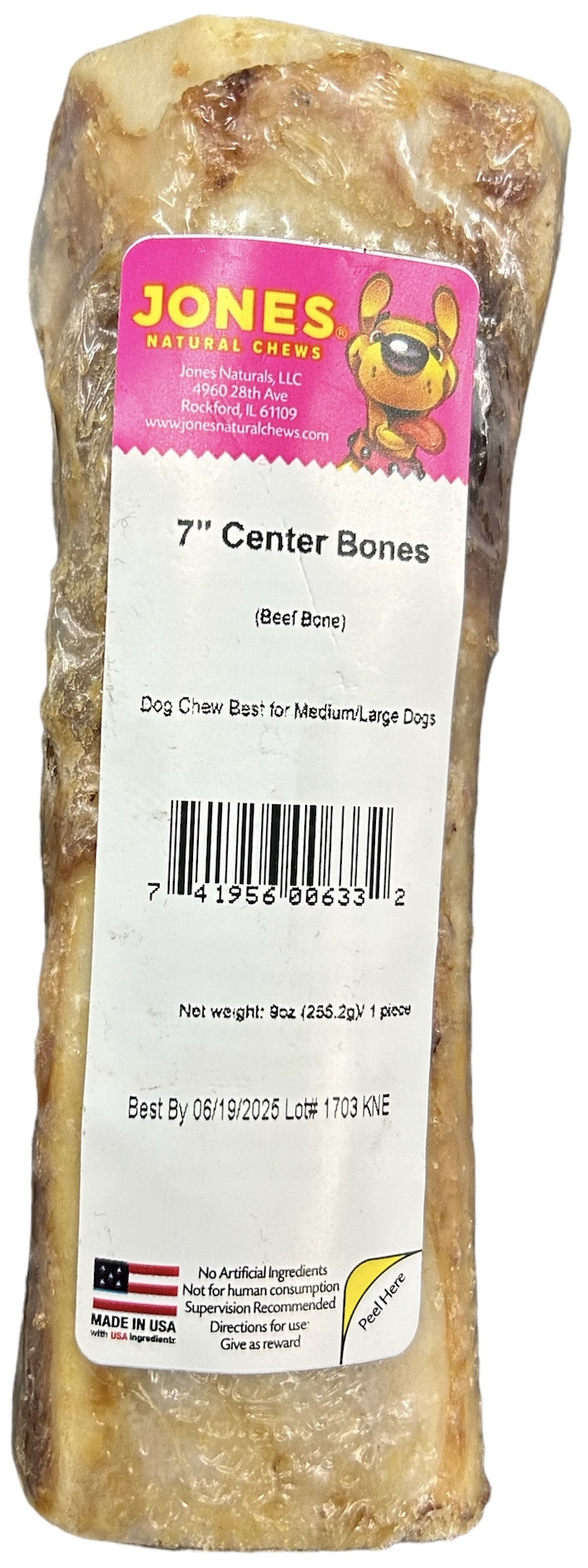 Jones Beef Center Bones 7Inch 1pk 9oz