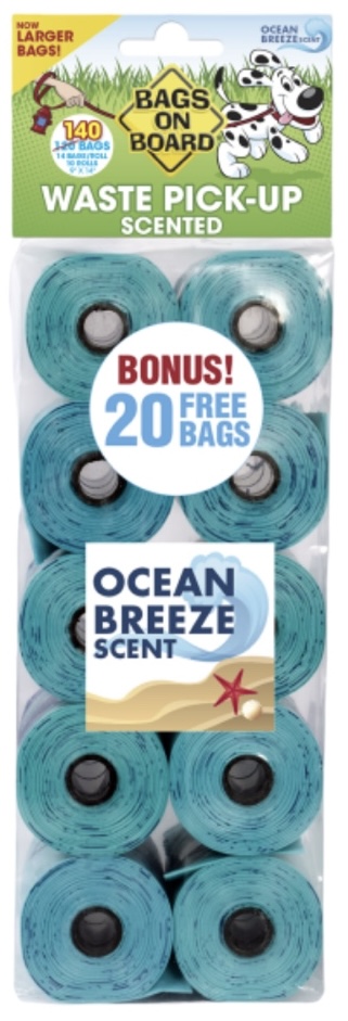 Bags On Board Ocean Breeze Scent 140 Large Bags 9x14