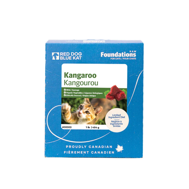 Red Dog Blue Kat Frozen Raw Kangaroo 4 x 1/4lb - Cat Food