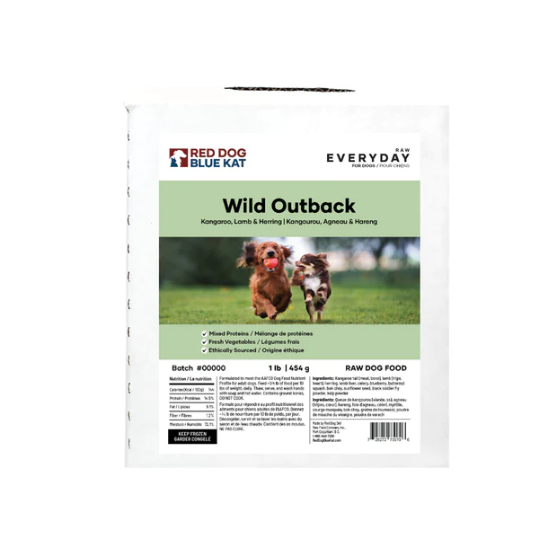 Red Dog Blue Kat Frozen Raw Bulk Wild Outback Box 12lb - Dog Food