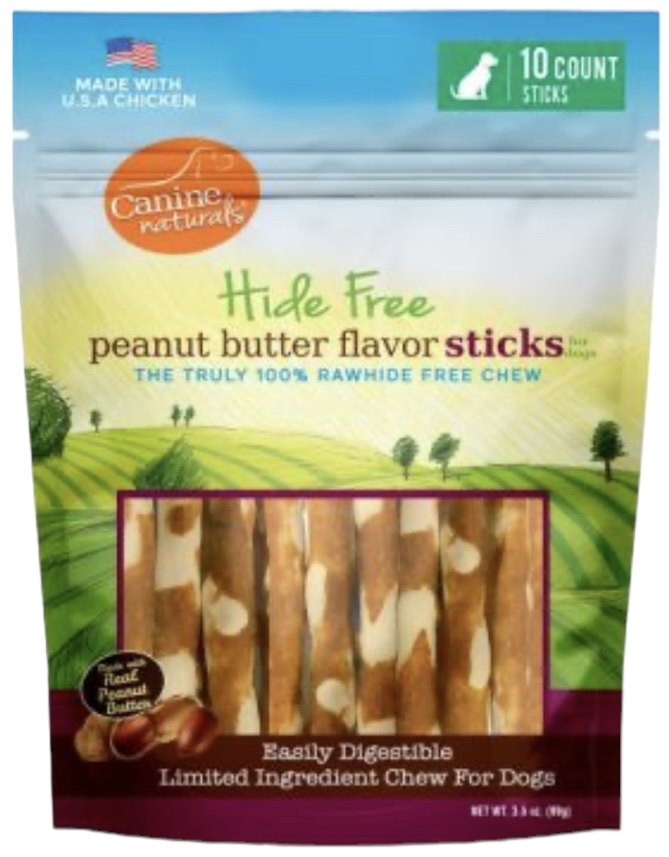 Canine Naturals Hide-Free Peanut Butter Sticks 5Inch 10pk 3.5oz