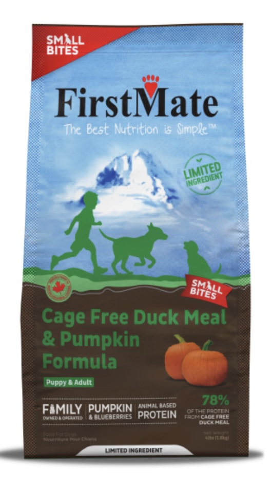 FirstMate Cage Free Duck Meal & Pumpkin (Small Bites) 4lb - Dog Food