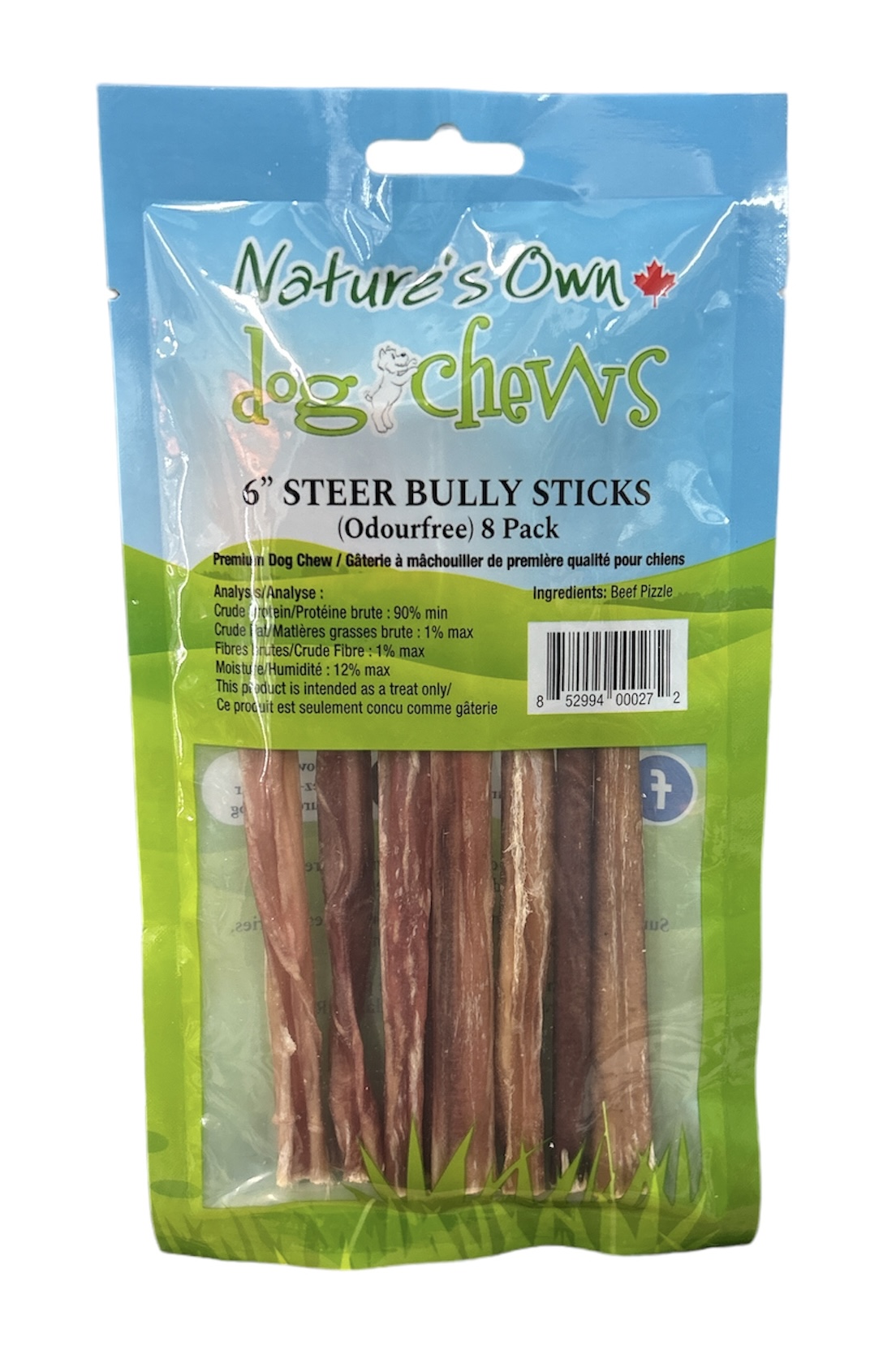 Nature's Own 6Inch Steer Bully Sticks (8 Pack)