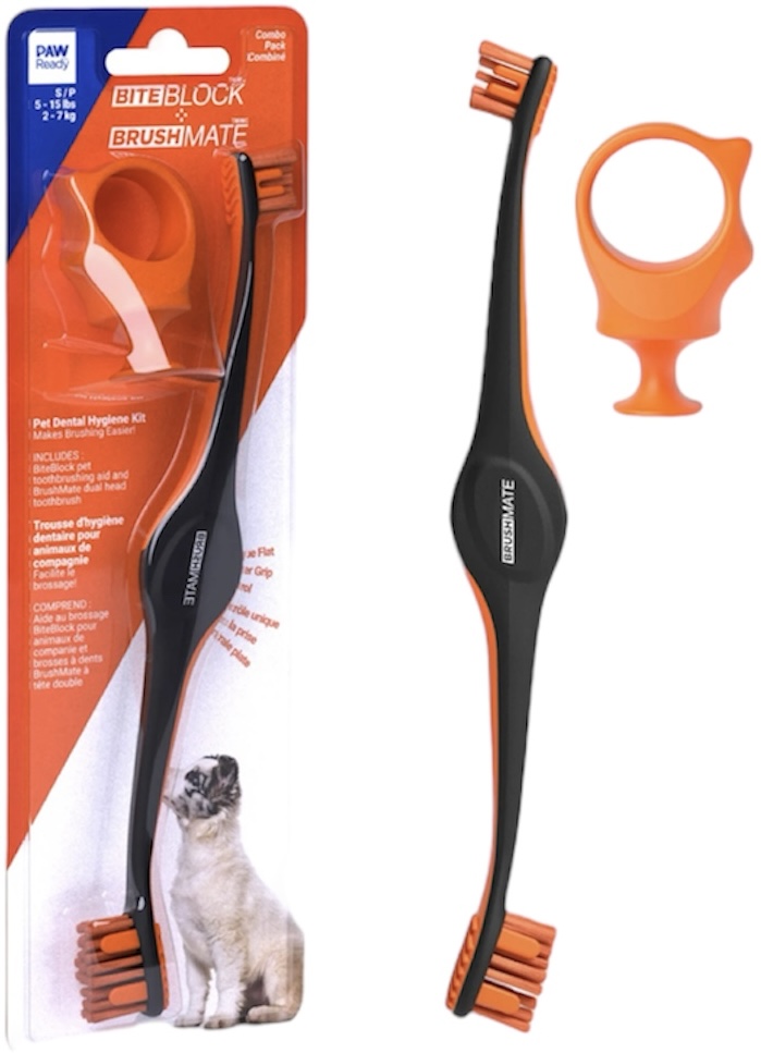 Paw Ready Bite Block + Brush Mate Combo Orange