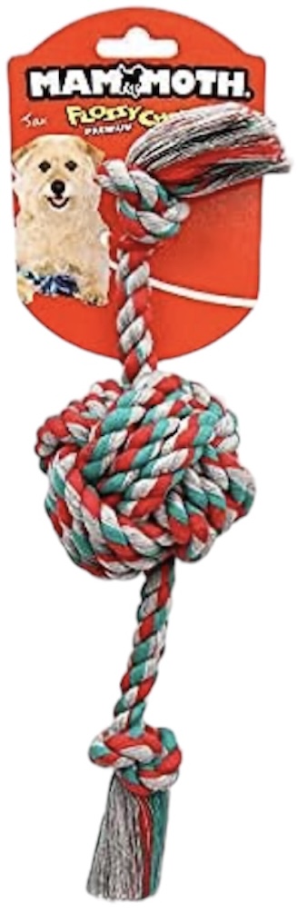 Mammoth Flossy Chews Small 13Inch Color Monkey Fist Ball with Rope Ends
