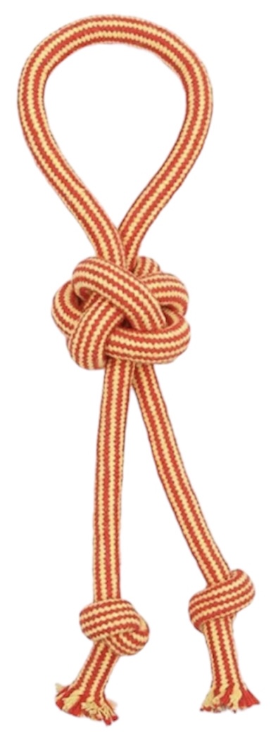 Mammoth Flossy Chews Small 14Inch Monkey Fist Twin Tug with Loop Handle