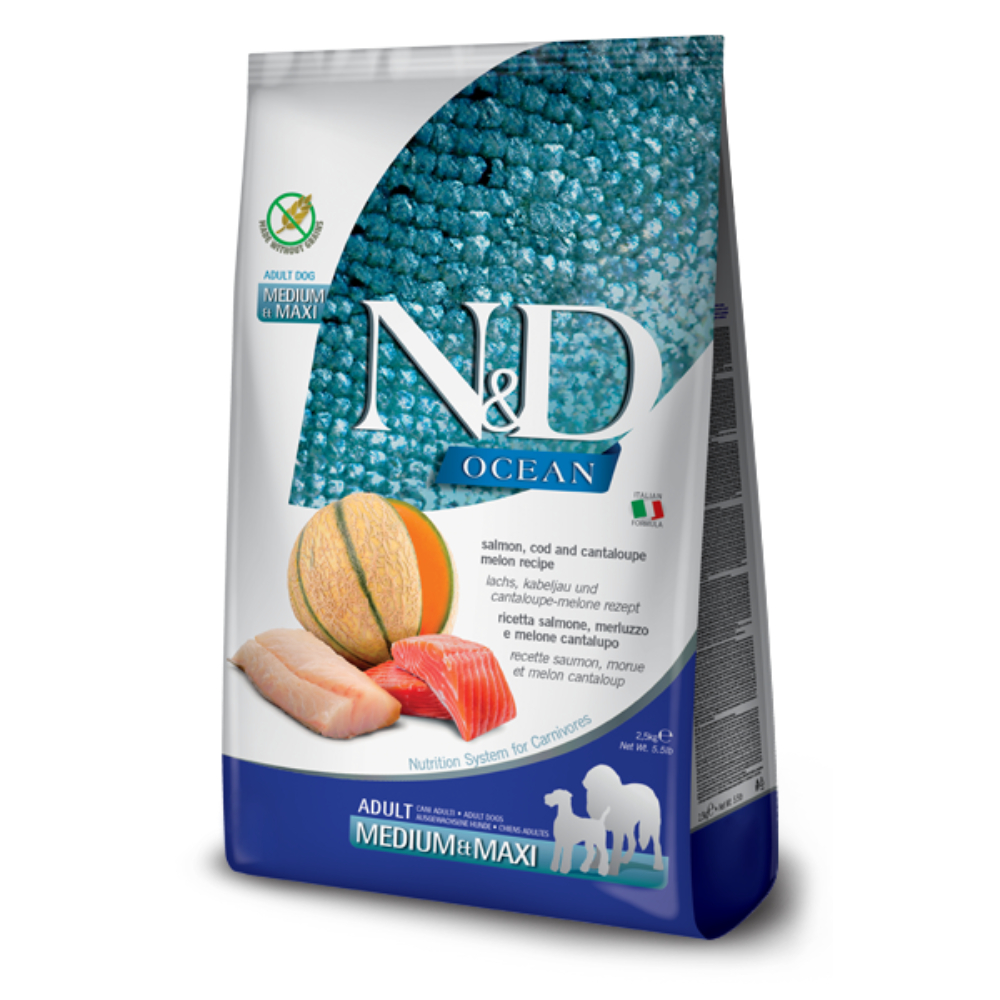 Farmina N&D OCEAN Salmon and Cantaloupe 26.4lb(Med & Maxi) - Dog Food