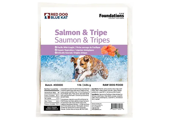 Red Dog Blue Kat Frozen Raw Foundations Salmon & Tripe 1lb - Dog Food