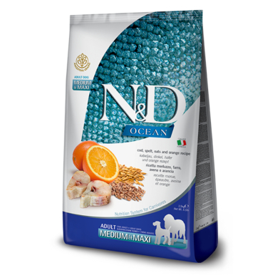 Farmina N&D OCEAN Cod and Oats (Med & Maxi) 26.5lb - Dog Food