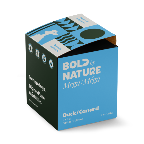 Bold By Nature Mega Frozen Raw Duck Patties 4lb - Dog Food
