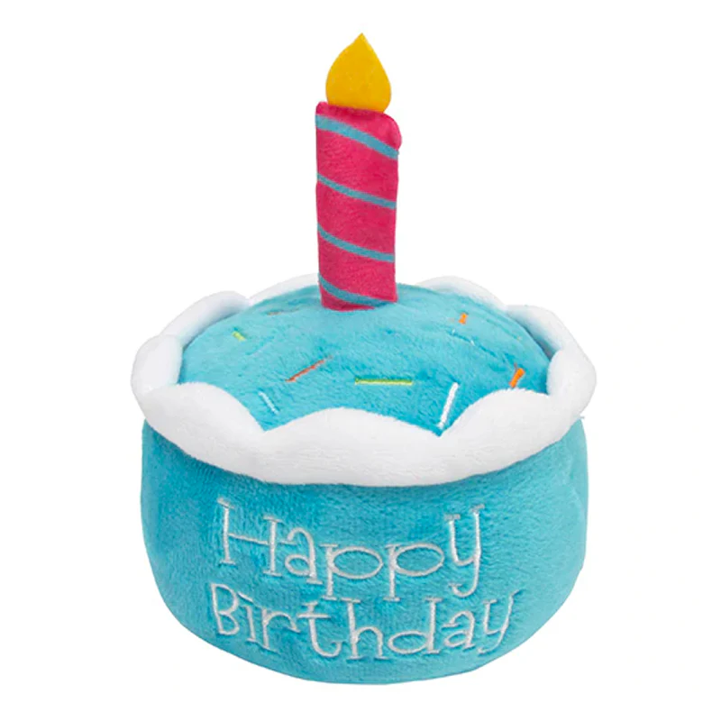fouFIT Birthday Cake Plush Dog Toy - Blue