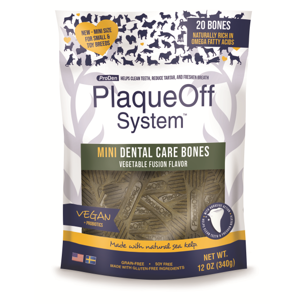 PlaqueOff Ststem Dog Mini Dental Care Bones Veg Fusion 12oz