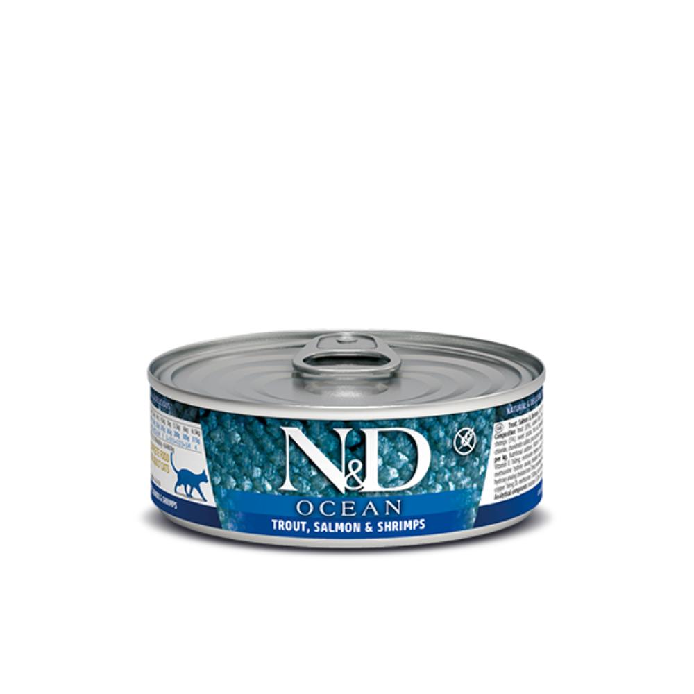 Farmina N&D OCEAN Trout, Salmon and Shrimp Canned 2.5oz - Cat Food