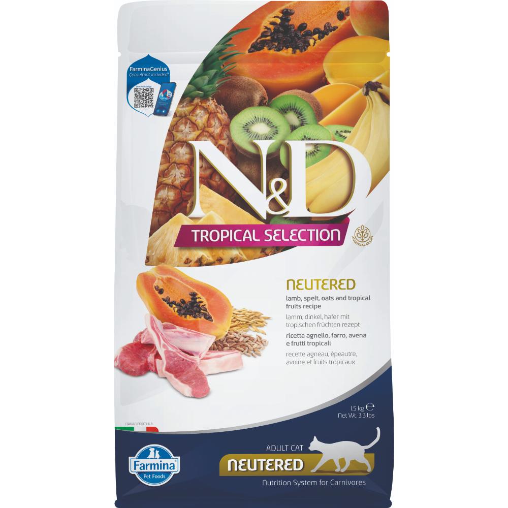 Farmina N&D TROPICAL Lamb and Tropical Fruits (Indoor) - Cat Food 3.3lb