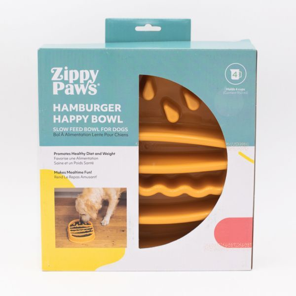 Zippy Paws Happy Bowl Slow Feeder - Hamburger