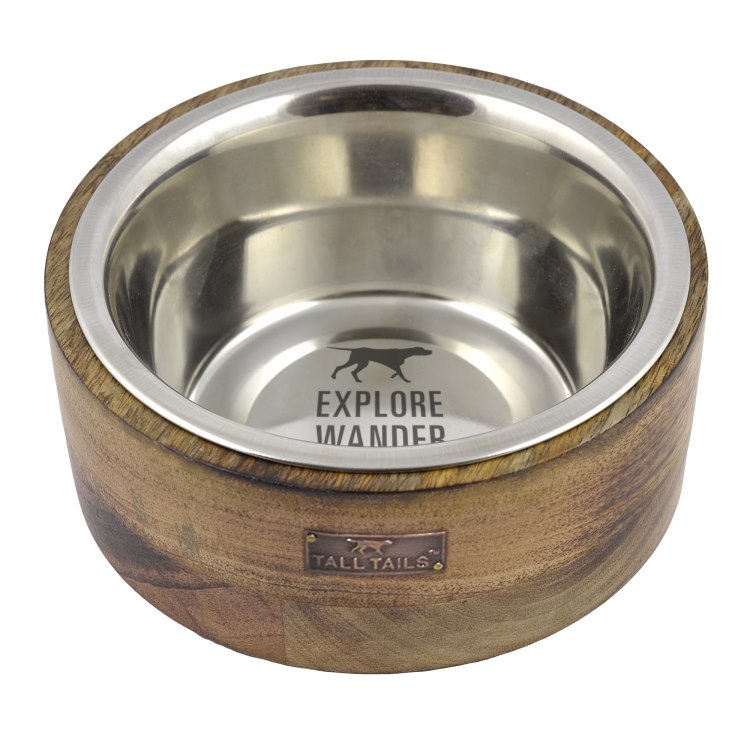 Tall Tails Designer Bowl Stainless Steel & Wood (3 Cup)