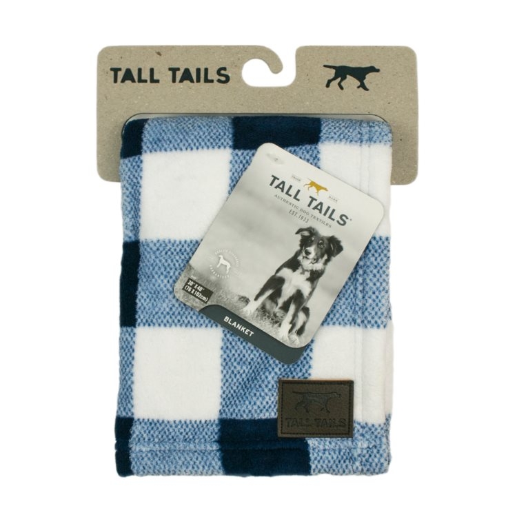 Tall Tails Navy Plaid Fleece Blanket 30X40