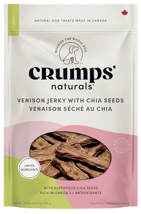 Crumps' Naturals Dog Venison Collagen Jerky with Chia Seeds 5.6oz