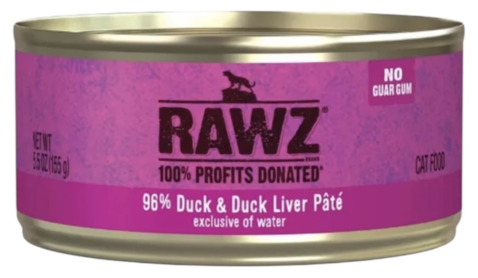 Rawz Pate Duck & Duck Liver 96% Receipe 5.5oz - Cat Food
