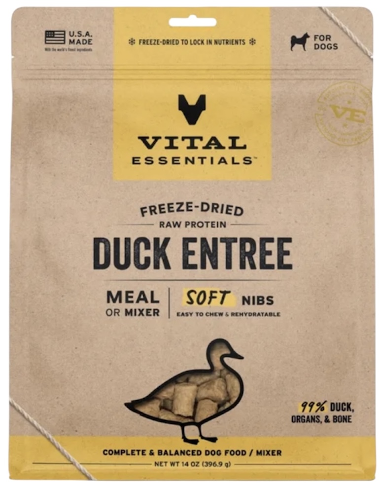 Vital Essentials Freeze Dried Raw Duck Entree Soft Nibs 14oz - Dog Food