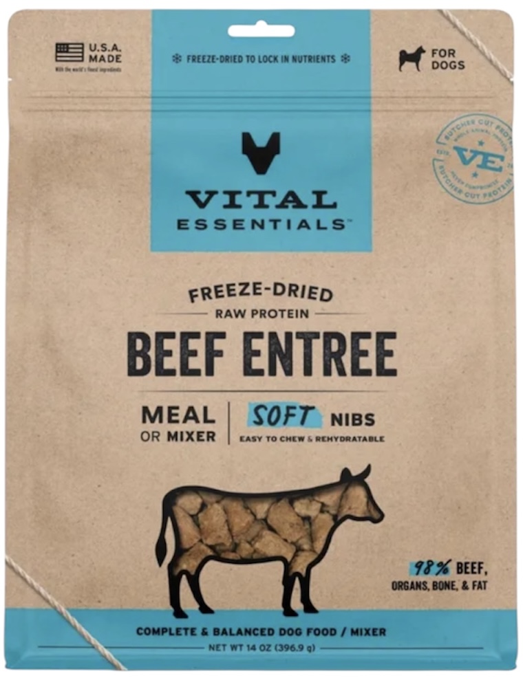 Vital Essentials Freeze Dried Raw Beef Entree Soft Nibs 14oz - Dog Food