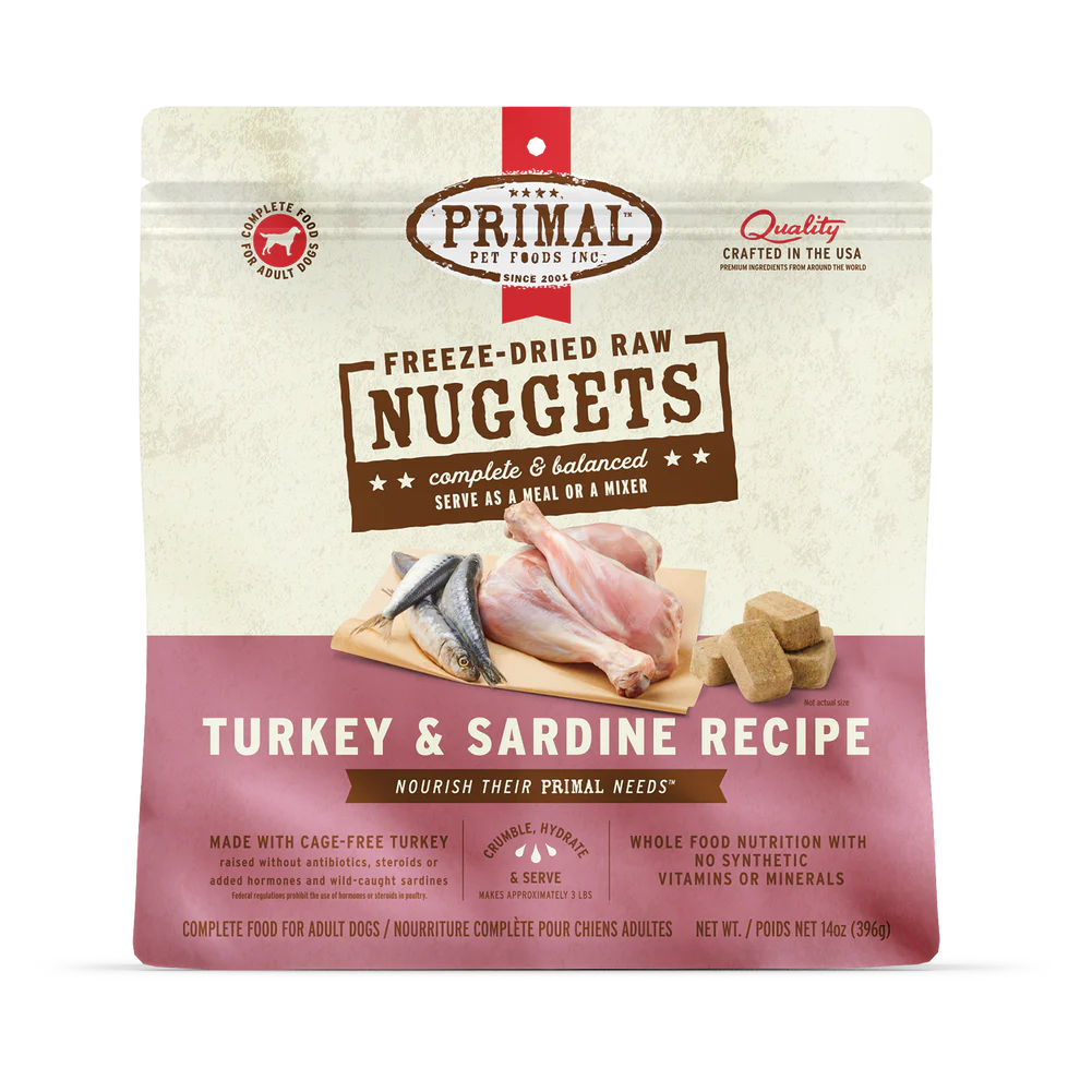 Primal Freeze-Dried Nuggets Turkey and Sardine Formula 14oz - Dog Food