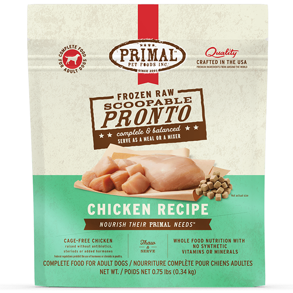 Primal Frozen Raw Chicken Pronto 3/4lb - Dog Food
