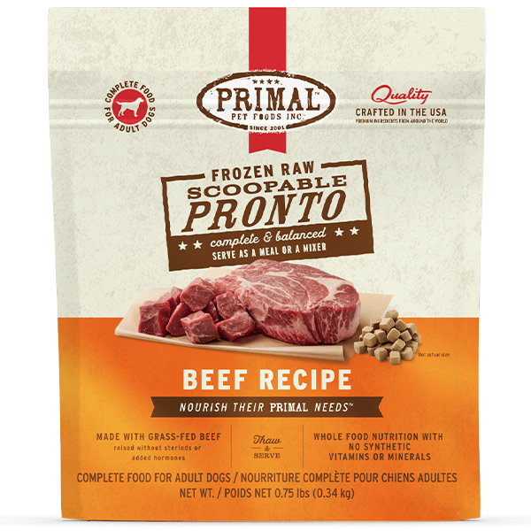 Primal Frozen Raw Beef Pronto 3/4lb - Dog Food