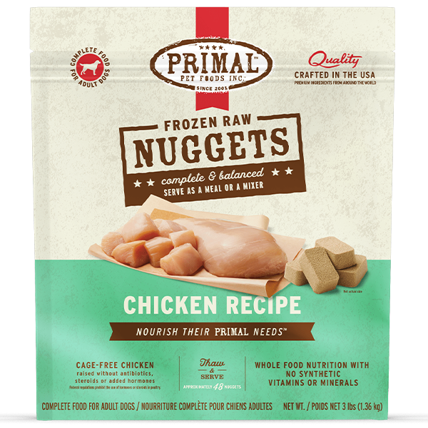Primal Frozen Raw Chicken Nuggets 3lb - Dog Food