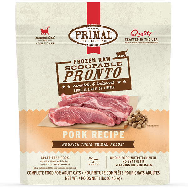 Primal Frozen Raw Pork Pronto 1lb - Cat Food