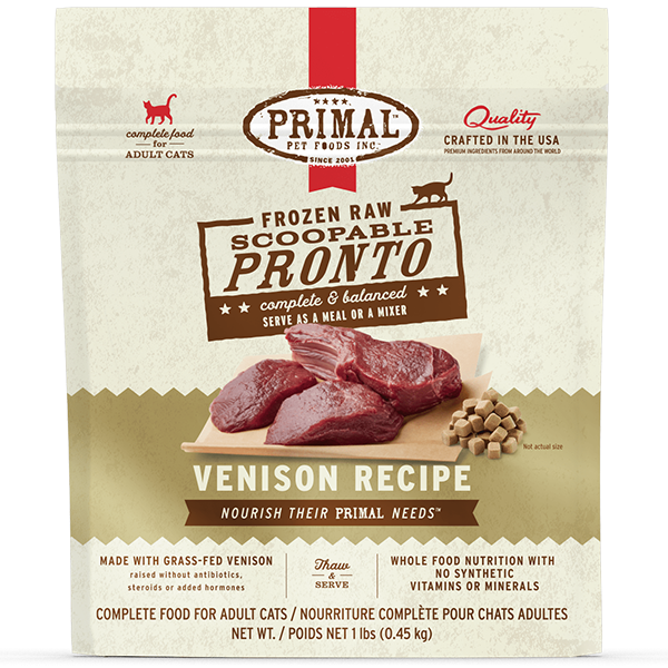 Primal Frozen Raw Venison Pronto 1lb - Cat Food