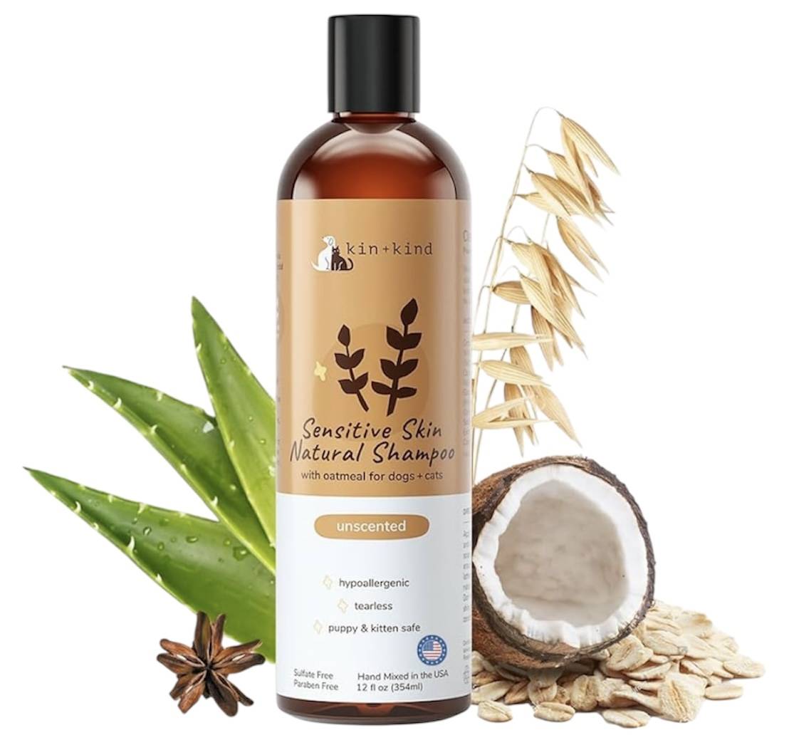 Kin+Kind Sensitive Skin Natural Shampoo with Oatmeal for Dogs + Cats 12oz