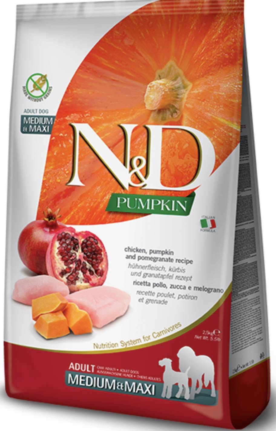 Farmina N&D PUMPKIN Chicken and Pomegranate (Med&Maxi) 5.5lb - Dog Food