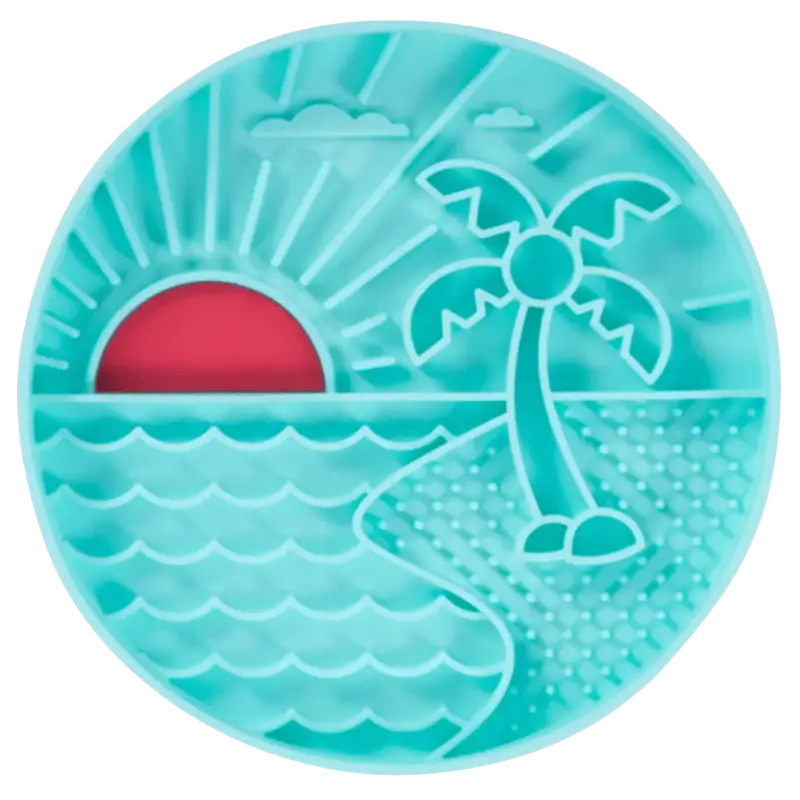 Messy Mutts - Interactive Bowl - Silicone - Teal Beach Pattern