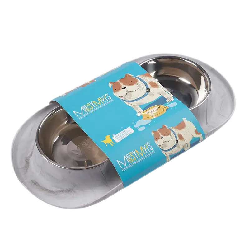 Messy Mutts - Feeder - Double - Silicone - Marble