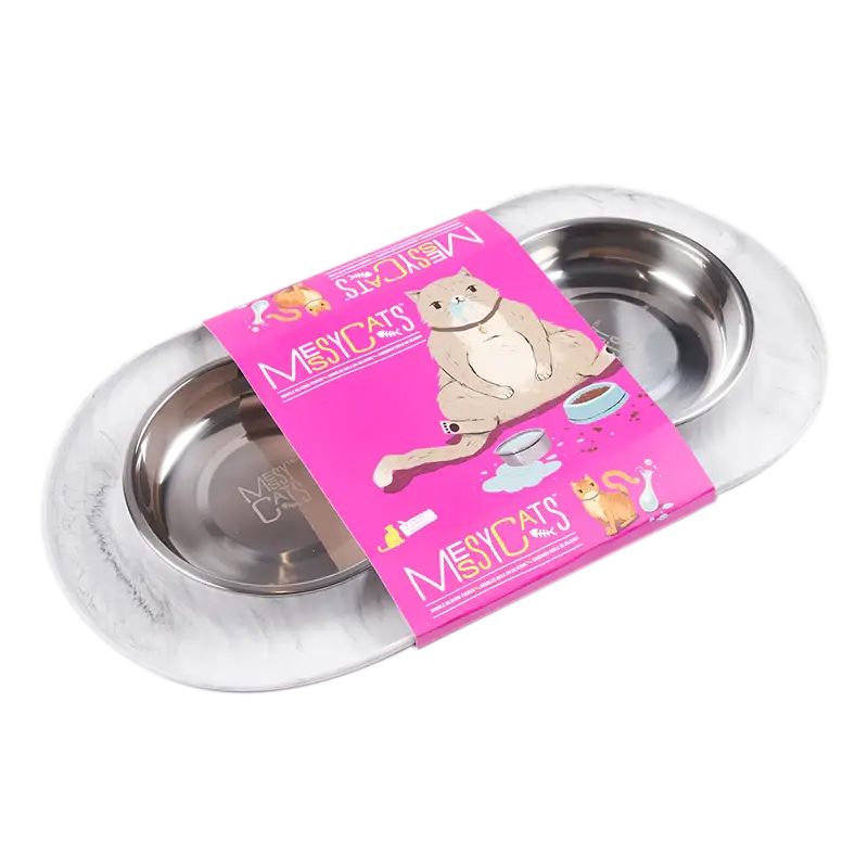 Messy Cats - Feeder - Double - Silicone - Marble