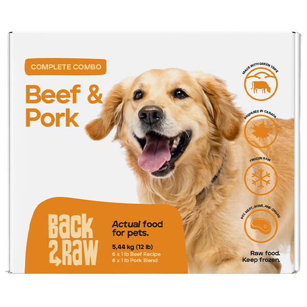 Back2Raw Dog Complete Combo Beef & Pork Blend 12lb (1lb x 12 Packs)