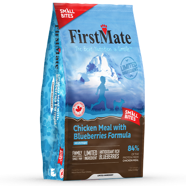 FirstMate Limited Ingredient Diet Chicken Meal with Blueberries Small Bites Grain-Free Dry Dog Food, 12-lb